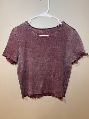 American Eagle Waffle Baby Tee Cropped Short Sleeve Shirt
